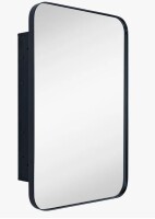 Latitude Run Haslem Recessed Framed Medicine Cabinet with Mirror and Adjustable Shelves in Black New in Box $299