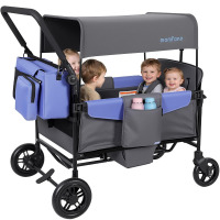 MOMFANN Wagon Stroller for 4 Kids, All-Terrain 4-Seater Folding Wagon with 5-Point Harness, Adjustable Push-Pull Handle, Removable Canopy, Oversized Storage Organizer, Compact Fold - Grey New Open Box $399