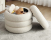 Ebern Designs Leiani 19.5" W Round Upholstered Storage Ottoman New In Box $399