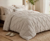 Bedsure 7-Piece Cal-King Pintuck Bed-in-a-Bag- Beige Pinch Pleat Comforter with Sheets, Pillowcases & Shams $299