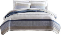Nautica - Queen Quilt Set, Soft Cotton Bedding with Matching Shams, Prewashed for Extra Softness, Reversible Stripe Design, Lightweight Layering for Year-Round Comfort (Galewood Blue) $199