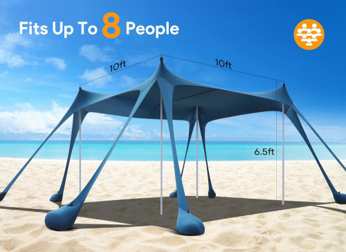 Osoeri Beach Tent, Camping Sun Shelter UPF50+ with 8 Sandbags, Sand Shovels, Ground Pegs & Stability Poles, Outdoor Shade Beach Canopy for Camping Trips, Fishing, Backyard Fun or Picnics New Shelf Pull $299