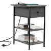 17 Stories End Table with Drawer, Shelves and Charging Station, Side Table with USB Ports and Outlets, Bedside Table, Nightstand New In Box $99