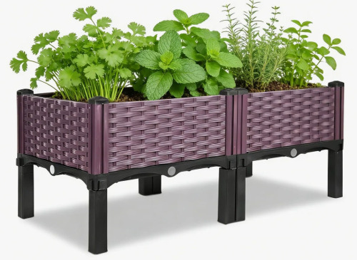 Dakota Fields 31" Rattan-Style Plastic Outdoor Raised Garden Bed With Legs $199