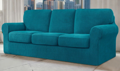 Wade Logan&reg; Non?Slip Multiple Pieces Stretch Couch Covers, Soft Jacquard Washable Sofa Slipcovers, Universal Fit Furniture Protector for Daily Use with Pets & Kids, 41'' H x 93'' W x 42'' D (Sofa) (Teal) / Ebern Designs Wildee 2 Seat Waterproof Recliner C
