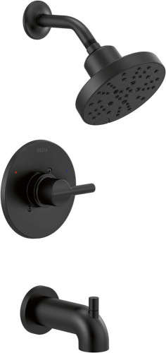 Delta Nicoli 14 Series H2Okinetic Bathtub and Shower Faucet Set, Matte Black Shower Head and Handle Set, Valve Trim Kit, Matte Black 144749-BL (Valve Included) New In Box $399