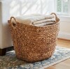 Birch Lane&trade; Cole and Grey Seagrass Handmade Large Woven Brown Decorative and Functional Storage Basket with Ring Handles New $199