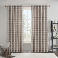 Madison Park Anaheim Cabin Plaid Curtain Window, Thermal Insulated Fleece Lining, Living Room Decor Room Darkening Drape for Bedroom, 1-Single Panel Pack, 50x84, Rod Pocket & Back Tab, Brown $79
