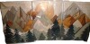 SFXYRTAH Set of 3 Mountain canvas Wall Art Large Forest Wall Decor pictures Woodcut Wooden Landscape poster Prints Abstract Landscape Nature Painting for Living Room Bedroom Office (12x16in canvas) New In Box $99 - 2