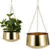 Deco 79 Metal Indoor Outdoor Hanging Dome Wall Planter with Chain, Set of 2 5", 7" H, Gold New In Box $199