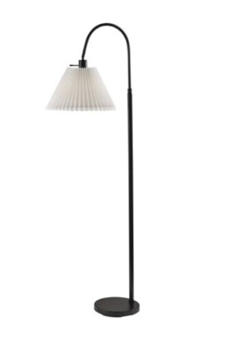 Adesso Thalia Floor Lamp, Black/White Fabric Shade $299