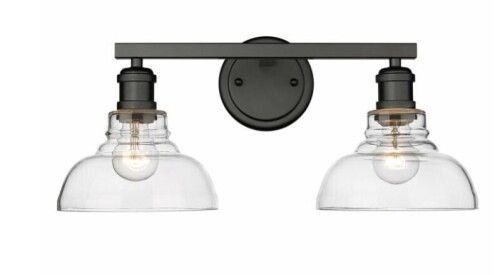 Golden Lighting Carver 2-Light Bathroom Vanity Light in Matte Black New In Box $299
