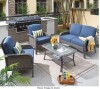 Toject Denali Gray 4-Piece 4-Seat Wicker Modern Outdoor Patio Conversation Sofa Seating Set with Denim Blue Cushions New in Box $899