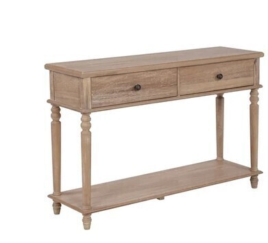 Powell Mcghie Rustic Two Drawer Wood Console Table with Shelf, Natural New in Box $599
