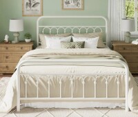 August Grove Vintage Style Queen Metal Platform Bed Frame With Arch-Design Headboard And Footboard New in Box $499