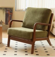 Mercer41 Cute Accent Chair With Solid Wood Legs in Green New in Box $599