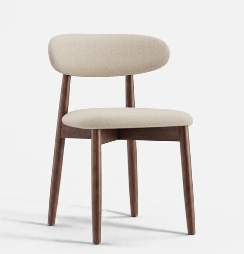 COLAMY NOYA Mid-Century Modern Upholstered Dining Chair in Beige in Box $299