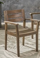 Winston Porter Amarrion Wood Premium All-Weather Wicker Outdoor Dining Armchair New in Box $399