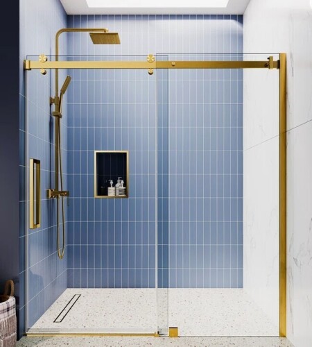 Glassic 44" - 48" W x 75&rdquo; H Frameless Single Sliding Glass Shower Doors | 3/8&rdquo; Thickened Clear Tempered Glass | Leak-Proof | Durable Stainless-Steel Hardware | Adjustment Uneven Walls GA-SI4875SB1 New Shelf Pull $1599