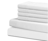 Swift Home 6PC Lightweight Double Brushed Soft Solid Microfiber Sheet Set with Extra Pillowcases - WHITE KING- Bedding Essentials New $79