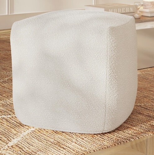 Poly & Bark Metz 18" Boucle Fabric Pouf New In Box $299