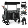Vomeast Wagon Stroller for 2 Kids, 3-in-1 Outdoor Baby Stroller Wagon with Canopy, 5-Point Harness, Adjustable Handlebars, Removable Seat for Toddlers, Grey $399