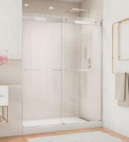 Dreamline Essence 56 in. to 60 in. x 76 in. Semi-Frameless Sliding Shower Door in Brushed Nickel with Clear Glass New in Box $899
