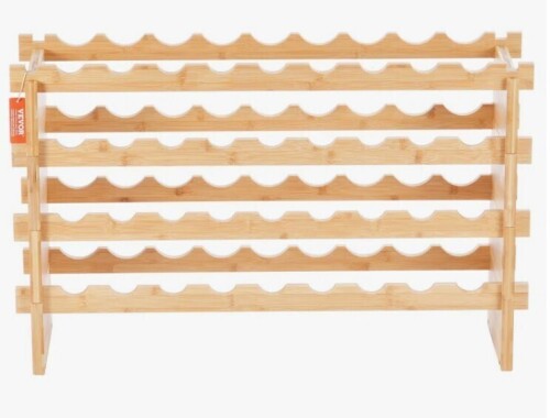 Union Rustic 36 Bottle Stackable Modular Wine Rack Bamboo Wood Display Shelf 4-Tier New In Box $99