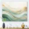 Mercer41 Gold And Green Soft Wave Fusion I - Abstract Shapes Large Wall Art- 36" x 48" New In Box $299
