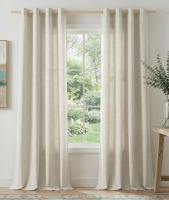 Ebern Designs Flax Linen Curtains Grommet Room Darkening Modern Drapes for Living Room & Bedroom, Set of 2, 52" x 96" New $89