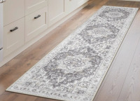 Bungalow Rose 2' x 10' Oriental Paint Distressing Gray Machine Washable Non Slip Indoor Runner Rug $199