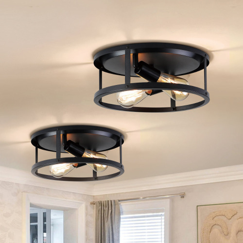 17 Stories 2 Light Farmhouse Flush Mount Ceiling Light (Set of 2) New In Box $199