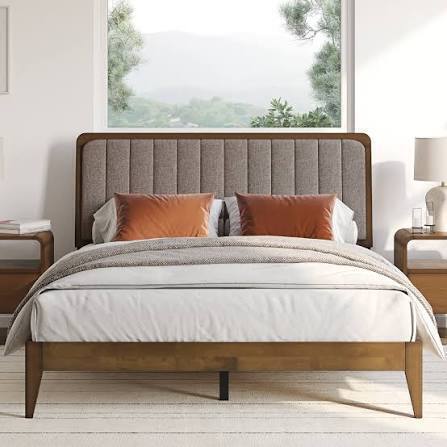 DG Casa Raven Queen Mid-Century Modern Solid Wood Bed New in Box $699