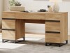 Latitude Run Aadam 59" Modern Executive Desk With Drawers, Wood Computer Writing Desk With Charging Station, Office Desk With File Drawer, New in Box $799