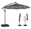 Outsunny 10 ft Cantilever Patio Umbrella with Light, Weight, Offset Hanging Outdoor Umbrella with Protective Cover, Dark Gray $299