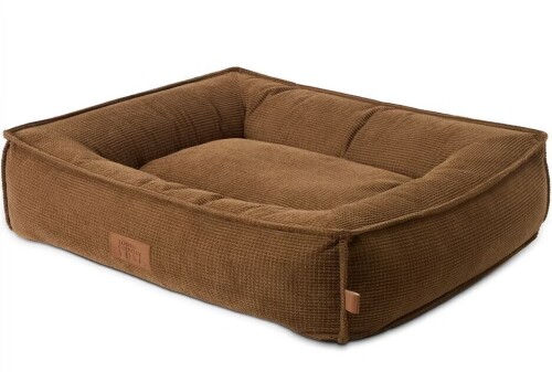TOWN & COUNTRY LUXE CuddleTown Cozy Bolster Pet Bed, Ribbed Corduroy Texture, Washable Cover, Soft, Non-Slip Bottom, Brown, Medium 27"x22"x7" New In Box $199