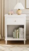 Winston Porter 26.77 Inch Wooden Nightstand with One Drawer and One Shelf for Kids and Adults, White with Golden Handle New In Box $299