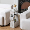MyGift Wide Side Table, Slim End Sofa Table in Whitewashed Wood with Storage Shelf, Magazine and Remote Holder, Narrow Side Table $199