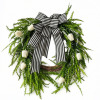 The Holiday Aisle&reg; 21.6" Modern Farmhouse White Tulip Wreath With Black & White Striped Bow For All Seasons / he Holiday Aisle&reg; 20 Inch Patriotic Artificial Berry Wreath Features a Rustic Grapevine Base Red/White/Blue New Assorted $199