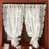 Alcott Hill&reg; 2 Panels French Curtains Lace Gauze for Living Room Cream Retro Wavy Edge Bedroom Bay Window Embroidery Curtain Door White Tulle Rod Pocket, 51" W x 51" L New In Box $89