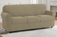 The Twillery Co.&reg; 4 Piece Stretch Jacquard Couch Cover, Sofa Slipcover for 3 Cushion Couch, Machine Washable Furniture Protector (Sofa, Sand) New In Box $199