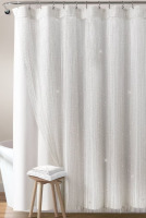 Lush Decor 72"x72" Night Sky String Thread with Peva Lining Shower Curtain White New