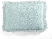 Beatrice Home Fashions Medallion Chenille Bedspread, Standard Sham, Blue New In Box $59