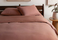 BOKSER HOME Queen Size 3-Piece French Linen And Cotton Duvet Cover & Sham Set $299