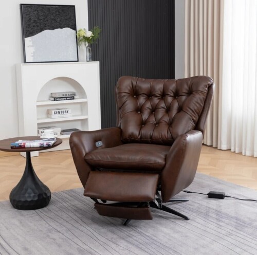 Birch Lane Harrington Swivel Wingback Power Recliner, Chocolate, New Open Box $1,199