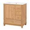 LOVMOR Freestanding Wood Color 30" Single Sink Bathroom Vanity with White Ceramic Sink Top, Soft Close, New in Box $599