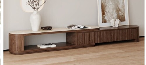 Homary Extendable Fluted TV Stand with Sintered Stone Top & 3 Drawers New in Box $999