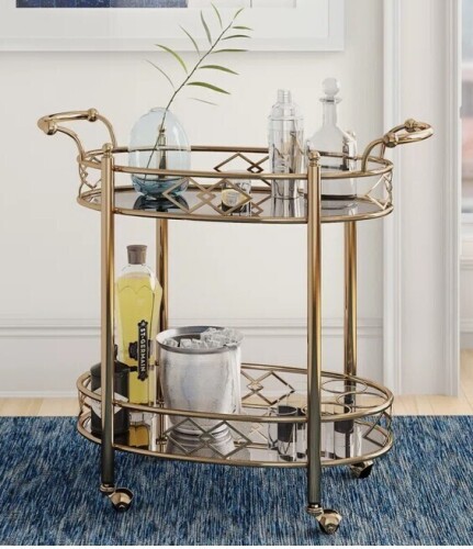 Willa Arlo Interiors Maysville Metal Bar Cart New in Box $599