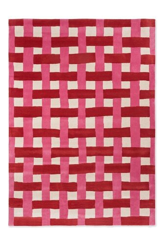 HARLEQUIN Sophie Robinson Basket Weave Coral/Rose (144102) 6' 7" x 4' 7" Rectangle Rug, New $2,499