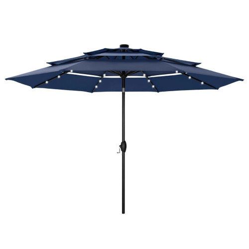 Arlmont & Co. 120'' Lighted Umbrella With Crank, Navy, New in Box $299